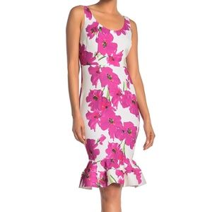 Outing Floral Sleeveless Ruffled Sheath Dress